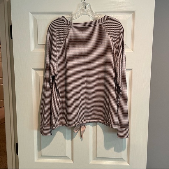 Lou & Grey long sleeve black and cream striped shirt with tie detail. - Picture 5 of 5